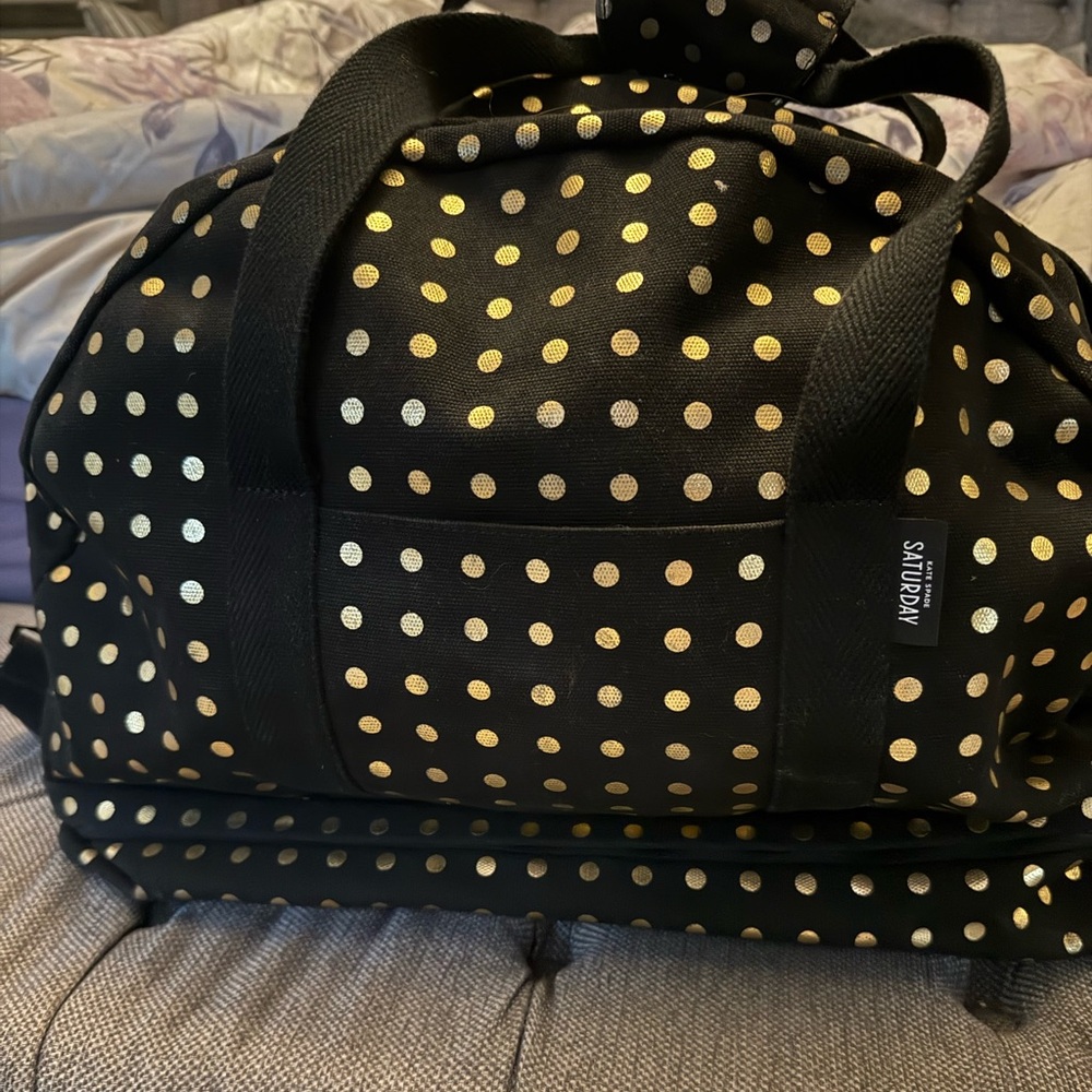 Kate Spade Saturday collection Black and Gold Dot weekend travel bag